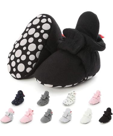 EDOTON Unisex Newborn Winter Boots 12-18 Months D Black - Warm Stripe Bootie with Non-Slip Sole and Ajustable Stay-On Sock - Buy Online on GoSupps.com