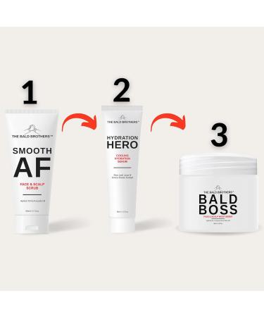 The Bald Brothers 3 Piece Full Bald Head Care Set | Complete Skincare Set for Men | Cleanse Exfoliate Hydrate & Moisturise | Vegan | 60-90 Day Supply 3 Piece Set - Buy Online on GoSupps.com