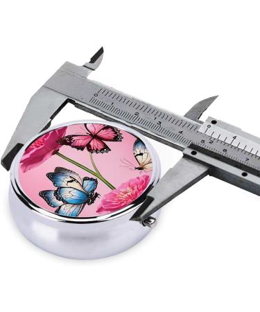 Beautiful Butterfly Round Pill Box - 3 Compartment Mini Decorative Pocket Organizer for Travel & Vitamins - Buy Online on GoSupps.com