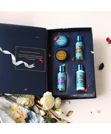 Premium Beauty Gift Set for Women & Men | Blue Nectar Face Wash Cream Scrub Body Wash & Body Lotion with Herbal Ingredients | Ideal Christmas Holidays Gift for Mom Dad Girlfriend & Coworkers