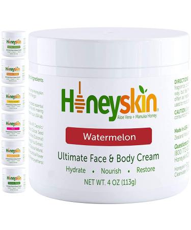 Face Moisturizer and Body Lotion - Hydrating Face Cream with Aloe Vera and Coconut Oil - Moisturizing Lotion for Dry Skin and Wrinkle Cream for Face Eczema and Rosacea Relief - Watermelon (4oz) Watermelon 4 Ounce (Pack...