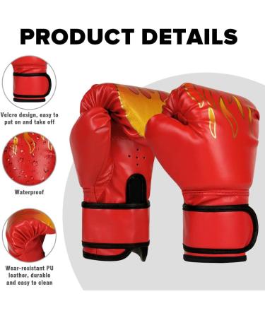 Flintronic Boxing Gloves for Kids - 6oz Junior Kickboxing & Muay Thai Gloves (Ages 3-10) - Red Flame - Buy Online on GoSupps.com