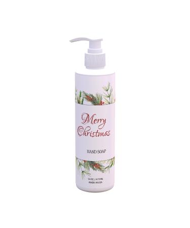 Christmas Hand Soap Plant Design | Fresh Green Tea & Lemon Scent | 4 Pack 16 oz Pump Bottles | Natural Christmas Bathroom & Kitchen Decor | Paraben-Free Made in USA 4 16 Fl Oz (Pack of 4)