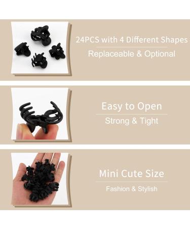 Hapdoo 24pcs Black Mini Matte Hair Claw Clips - Non-slip Strong Hold Hair Accessories for Women and Girls - Buy Online on GoSupps.com