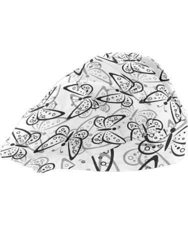 MUKJHOI Adjustable Working Caps Tie Back Bouffant Hat - 16 Butterflies Contours [One Size Fit All] - Buy Online on GoSupps.com