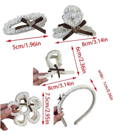 JSGHGDF Hair Claw Clip Hairband Hair Jaw Clamps Cute Hair Catch Brown w Ribbon Barrettes Beaded Hairpin for Girl - Buy Online on GoSupps.com