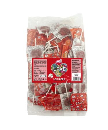 Caramelos Cerdán - Heart Shaped Lollipops Cherry Love | Gluten Free and Allergen-Free Hard Candy with Stick | Ideal for Parties, Events and Birthdays | Pack of 100