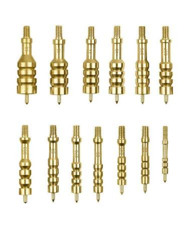 iunio Solid Brass Gun Cleaning Jag Set, Gun Cleaning Jag for Rifle Cleaning and Maintenance Solid Brass Slotted Tip with Storage Case 13-jags