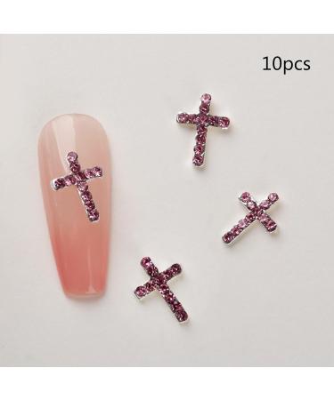 FEIlei 10Pcs Retro Cross Nail Charm Alloy Rhinestones Cross Charms Punk Gothic Nail Art Supplies for Acrylic Nail - Buy Online on GoSupps.com