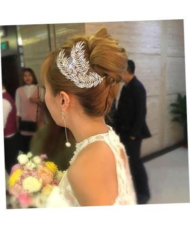 Ipetboom 1pc Wedding Hairpin Bridal Tiara Hair Comb Pin Korean Hair Accessories Wedding Hair Side Comb Wedding Tiara Rhinestone for Hair Leaf Hair Accessories Bride Diamond Rhinestone Bun - Buy Online on GoSupps.com