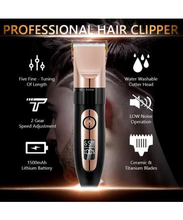 Buy Rose Gold Hair Clippers for Men - Rechargeable Electric Hair Trimmer with Adjustable Length & Ceramic Titanium Blade - Buy Online on GoSupps.com