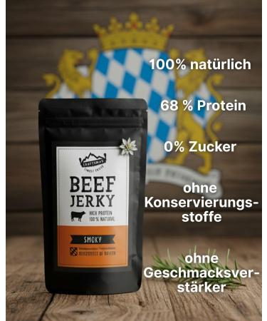  CRAFTSMAN FINEST FOODS Craftsman Beef Jerky 4 x 100 g 400 g Made in Germany Bavaria Dehydrated Meat Blend Protein 68% Dry Meat Biltong 100% Natural Sugar Free Hemp Pepper Smoky Chili - Buy Online on GoSupps.com