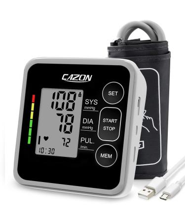 CAZON Blood Pressure Monitor - Upper Arm Blood Pressure Machine & Pulse Rate Monitoring Meter Home Use BP Cuff with 2x120 Memory, Wide-Range Cuff 8.7"-15.7" (Black)