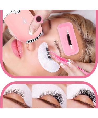 Beginner Eyelash Extension Kit with USB Lash Fan, Silicone Pad, Tweezers, and More in Pink - 0.07D Curl Mix 7-15mm Lashes - Buy Online on GoSupps.com