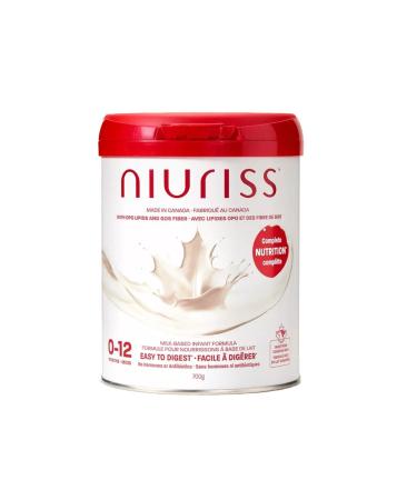 NIURISS Infant Formula - Made in Canada - Special Launch Price Until December 12th - Complete Nutrition* with OPO Lipids GOS fiber and Canadian milk (No Hormones and No Antibiotics) - 0-12 months 700g