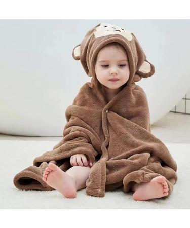 Gneliwm Baby Hooded Bath Towel Swaddle Wrap Blanket Bathrobe Ultra Soft Absorbent Coral Velvet Poncho Shower Towel for Newborn Infant Toddler (Brown Monkey) - Buy Online on GoSupps.com