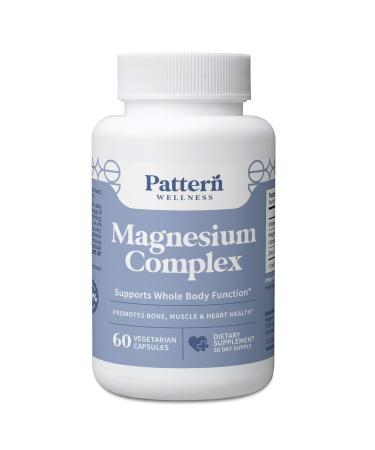 Pattern Wellness Magnesium Complex Supports Muscle, Bone & Relaxation Health with Zinc & Vitamin D Daily Support Formula 60 Vegan Capsules 60 Count (Pack of 1)