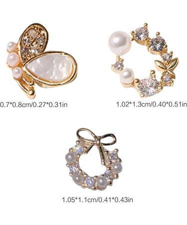 FEIlei Crown Nail Art Charms Zircon Nail Rhinestones Alloy Butterfly-Nail Crystal-Pearl - Buy Online on GoSupps.com