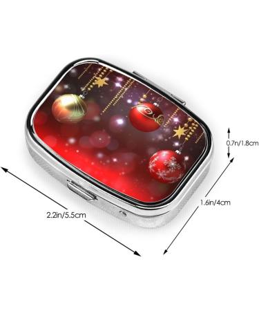 Merry Christmas 2 Compartment Small Pill Case | Cute Travel Pill Organizer for Pocket & Purse Gifts - Buy Online on GoSupps.com