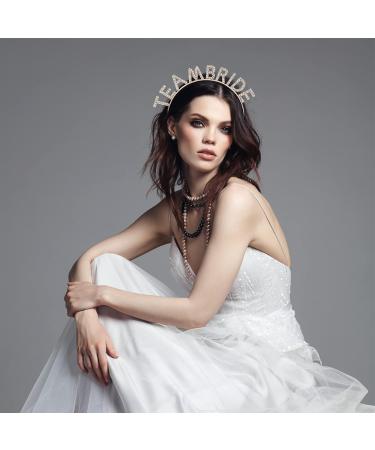 NICENEEDED Teambride Gold Headband | Bachelorette Party Bridal Crown with Sparkling Crystal Tiara - Wedding Decorations & Photo Props for Women (Style 6) - Buy Online on GoSupps.com