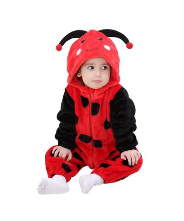 Doladola Unisex Baby Hooded Cartoon Animal Romper Toddler's Jumpsuit Baby's Outfit Infant's Pajama 2 5-3 5 Years Ladybug