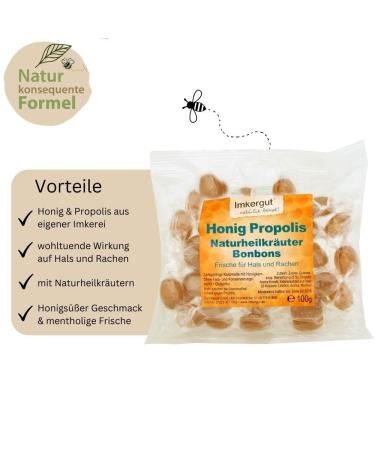 Imkergut Honey Propolis Bonbons - Natural Throat Candies with Medicinal Herbs | 100g Bag | From Beekeepers | Shop Internationally - Buy Online on GoSupps.com