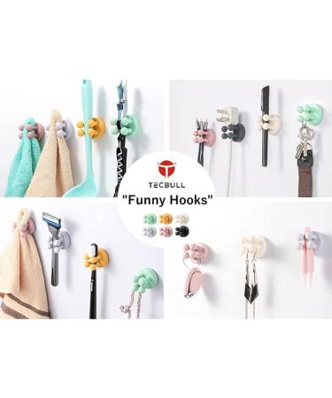 Tecbull Funny Hooks Toothbrush Holder & Razor Holder Self-Adhesive No Drilling Includes 9 Colored Pads | Ideal for Shower & Bathroom Organization - Buy Online on GoSupps.com
