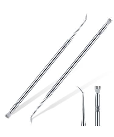 Chumia 2 Pieces Eyelash Lift Perm Tool Lash Separator Tint Tool Stainless Steel Metal Lash Lift Rods Tool for Eyelash Eyebrow Perming Tinting Curling Extensions Supplies (Silver)