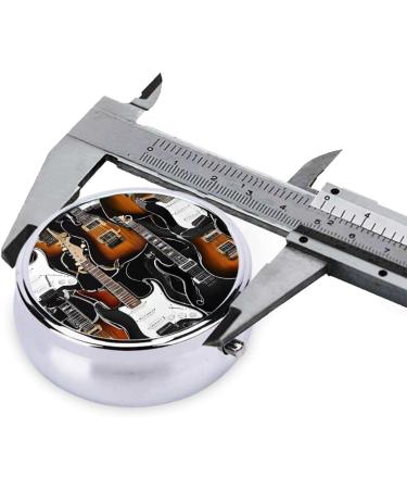 Color Acoustic Guitars Round Pill Box - 3 Compartment Mini Decorative Travel Organizer for Vitamins & Medicine - Buy Online on GoSupps.com