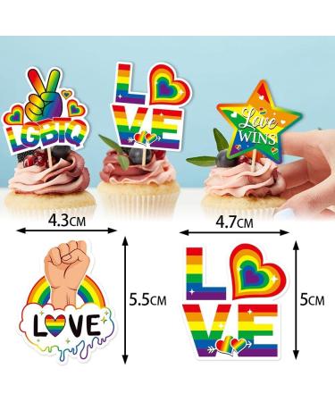 GORWERY 20pcs Gay Pride Cupcake Toppers Love is Love Cupcake Picks for Pride Month LGBTQ Gay Rainbow Pride Day Party Appetizers Dessert Cake Decorations - Buy Online on GoSupps.com
