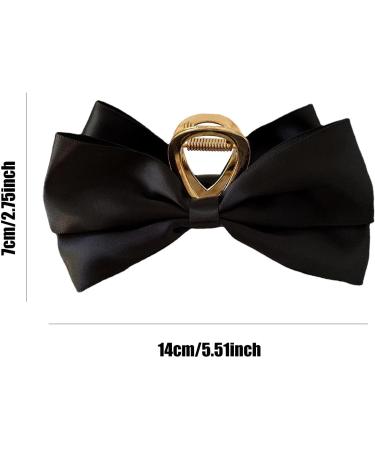 Bow Clips for Women - Satin Hairclips | Nonslip Claw Clip Big Bow Hair Barrette Hair Dress Up Accessories for Birthday Show Black - Buy Online on GoSupps.com