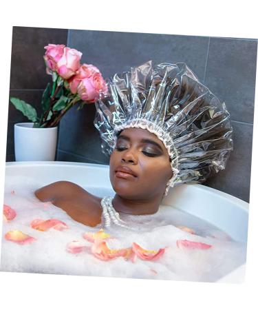 FOMIYES Transparent Shower Cap for Men and Women - Reusable Elastic Hair Cover for Bath and Salon - 38x38cm - Buy Online on GoSupps.com