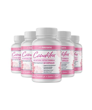 PureFight4U Candilex All-Natural Detox Formula Supports Detoxification & Healthy Bacterial Flora Formulated for Woman's Need | Dietary Supplement | 5 Bottles