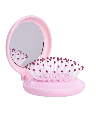 Trikeel Mini Hair Brush for Purse  Pocket Hair Brush with Mirror for Girls  Small Portable Mirror with Brush Travel Size  Pink