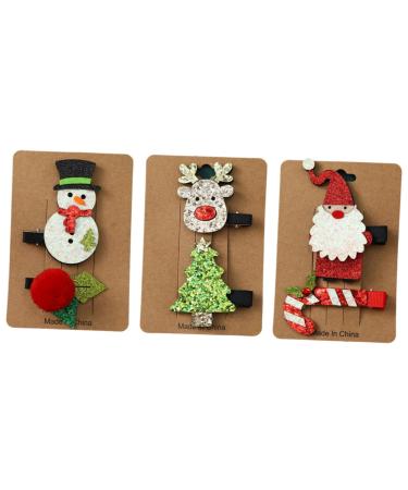 FRCOLOR 3 Set Christmas Hair Clips Christmas Tree Hairpins Kids Hairpin Snowman Hair Clips Xmas Party Favor Kids Christmas Headwear Xmas Headdress Small Elder Plastic Girl
