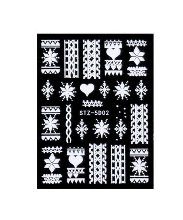 Nail Art Decorations Charms Flower Year Design Winter Nail Sticker 5D Embossed Snowflakes Christmas(5D-02)