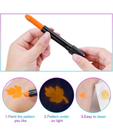 AOOWU UV Body Paint 12 Neon Colors Washable Makeup Pencils Face Paint UV Color Pencils Halloween Carnival - Buy Online on GoSupps.com