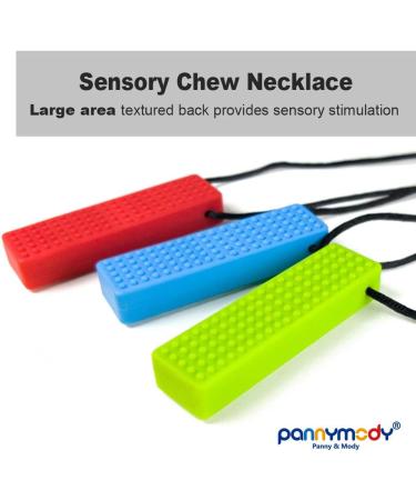 Panny & Mody Sensory Chew Necklace Set - 3 Pack Chewy Sticks for Kids with Autism, ADHD, Teething - Boys and Girls (Red Green Blue) - Buy Online on GoSupps.com