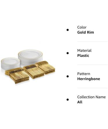 125 Piece Gold Dinnerware Party Set - Elegant Disposable Plates and Silverware for 25 Guests - Perfect for Weddings and Birthday Parties - Buy Online on GoSupps.com