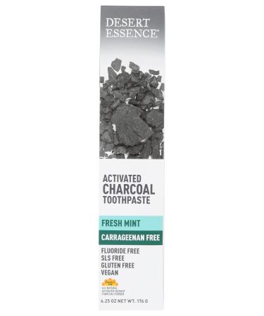 Desert Essence Activated Charcoal Toothpaste Fresh Mint 6.25 oz (Pack of 3)