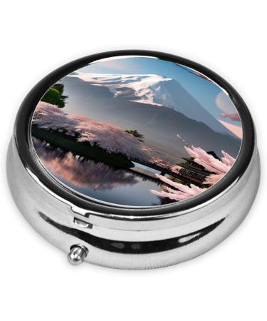 Mt. Fuji Early Spring Portable Metal Pill Box - 3-Compartment Travel Organizer for Small Pills - Must-Have Mini Accessory - Buy Online on GoSupps.com