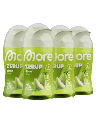More Zerup pear 4 x 65 ml for up to 32 l finished drink sugar -free syrup with real fructure extracts vegan zero calories - made in germany 4 x pear