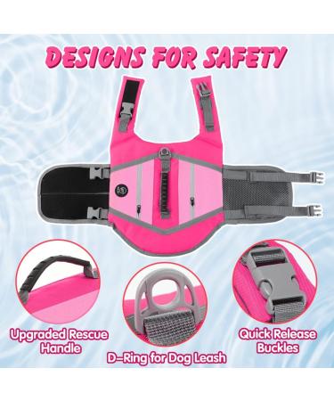 Emust Waterproof Dog Life Jacket for Boats - Comfortable Medium Vest with Rescue Handle D-Ring Leash Clip for Rafting Surfing & Canoeing - Pet Safety Gear in Pink - Buy Online on GoSupps.com