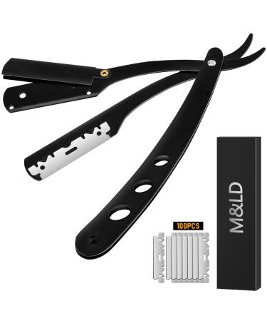 Razor men's set 100 blades Professional Straight Razor hairdresser accessories Bart shaver beard -reshader eyebrow shorts - black gift Father's Day