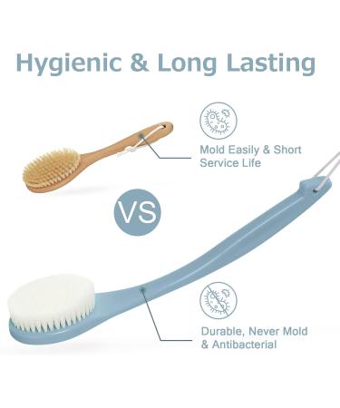Long Handle Body Brush Back Scrubber for Exfoliation - Turquoise Nylon - Buy Online on GoSupps.com