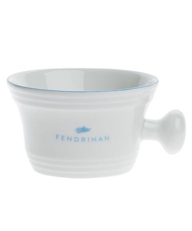 Fendrihan Porcelain Shaving Mug for Lathering, Hand-Painted Rim (Light Blue)
