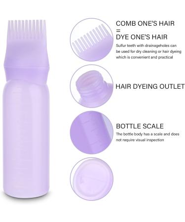 WLLHYF 2 Pack Root Comb Applicator Bottle 6 Ounce Hair Dye Bottle Brush Hair Oil Squeeze Bottles Plastic Hair Root Comb Color Applicator with Graduated Scale (Purple) - Buy Online on GoSupps.com