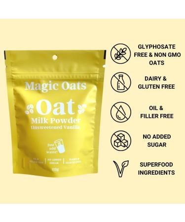 Magic Oats Vanilla Unsweetened Oat Milk Powder. Non Dairy Creamer. Vegan Coffee Creamer. Gluten Free. Dairy Free. No Added Sugar. Lactose Free & Nut Free Almond & Soy Milk Alternative. 112g (3 Pack) Vanilla 112 g (Pack of 3) - Buy Online on GoSupps.com