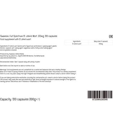 Swanson Full Spectrum St. John's Wort 375mg High-Dose 120 Capsules SOYA-Free Gluten-Free GMO-Free - Buy Online on GoSupps.com