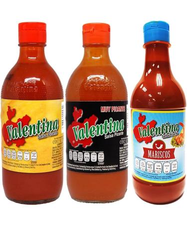 Valentina Hot Sauce Trio/Authentic Mexican Valentina Salsa Picante Red Black & Mariscos Bottle Pack - Buy Online on GoSupps.com
